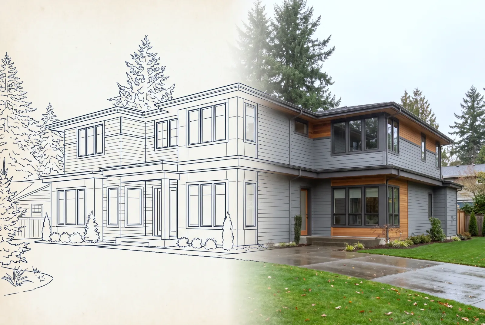 Home Additions — shown transforming from blueprint to finished space